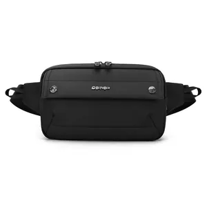 Water-resistant black square waist bag and crossbody chest pack with WEPOWER logo