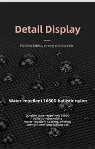 Macro shot of 1680D ballistic nylon fabric with waterproof coating showing water beads