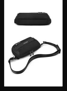 Macro view of water-resistant nylon sports waist bag with high-density fabric texture