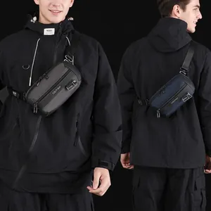 Waterproof nylon crossbody chest bag with adjustable strap for cycling and outdoor activities