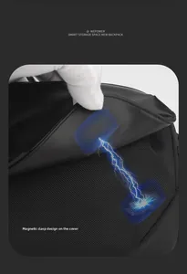 Detail showing magnetic buckle closure on waterproof crossbody bag lid with magnetic effect