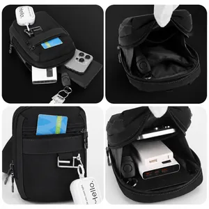 Sacoche tactique noire en nylon avec compartiments internes pour ranger vos essentiels