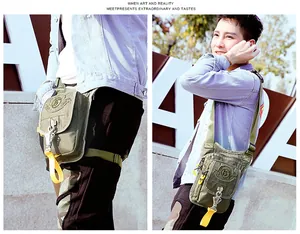 Detail of army green tactical leg bag showing durable nylon material and modular straps