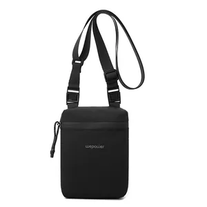 Minimalist black lightweight crossbody sports bag with waterproof zipper and wepower logo