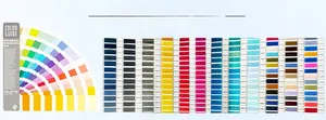 Detailed color palette showing diverse yarn samples with identification codes