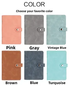 A6 binder covers in six vintage marble textures with metal buckles and rings