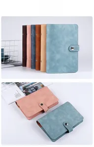 Detail of A6 PU leather binder covers with metal buckle in multiple Morandi colors