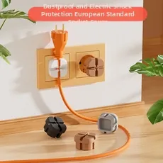 Macro view of multi-color EU socket covers showing dustproof and child safety features