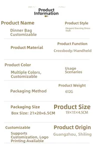 Detailed size specifications for women flower acrylic evening bag 19x11x4.5cm