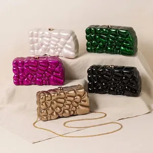 Damen Acryl Abendtasche Clutch Muschelform 3D Blasen Textur Metallkette Riemen Für Hochzeit Party Formal