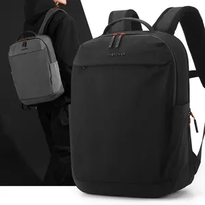 Men Business Backpack Large Capacity Waterproof Nylon Laptop Bag Urban Minimalist Casual Travel Daypack With Orange Accents