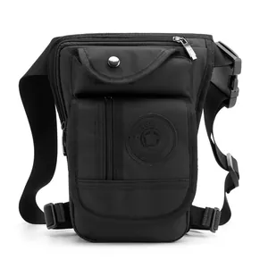 Multifunctional black nylon tactical drop leg bag for hiking and outdoor sports