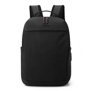 Minimalist black business backpack with WEPOWER logo, ergonomic straps, and side pockets