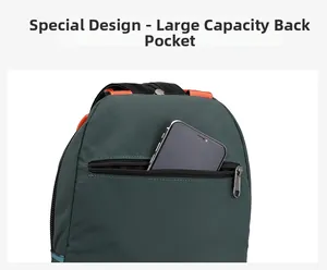 Detail of waterproof nylon backpack with hidden anti-theft back pocket for smartphone