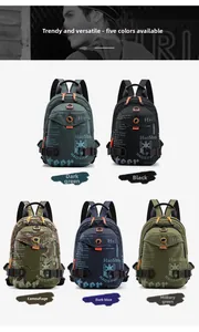 Detail view of water-resistant nylon chest bag showing colorful zippers and vibrant textures
