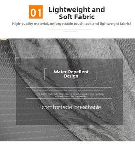 Close-up of waterproof nylon foam fabric with fine grid weave on gray waist bag
