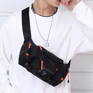 Waterproof Nylon Multi Functional Waist Bag Outdoor Men Sports Chest Bag Crossbody Bag For Travel Hiking Large Capacity