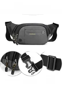 Detail of waterproof nylon waist bag with durable buckles and adjustable straps