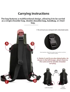 Détail des anneaux en D et boucles pour changer les modes de portage du sac de poitrine
