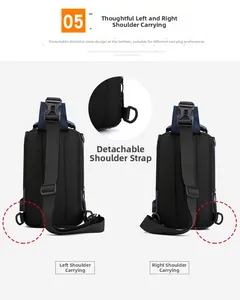 Detail of detachable shoulder strap with D-buckle for left and right side switching