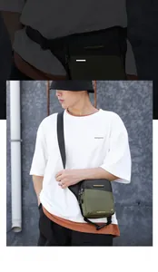Detail view of military green outdoor tactical leg bag with adjustable straps