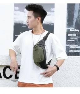 Outdoor waterproof nylon waist bag with adjustable shoulder strap and compact compartments