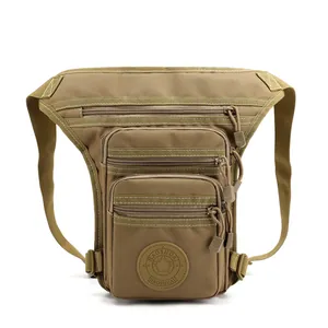 Waterproof khaki Oxford cloth tactical drop leg bag for outdoor cycling and hiking
