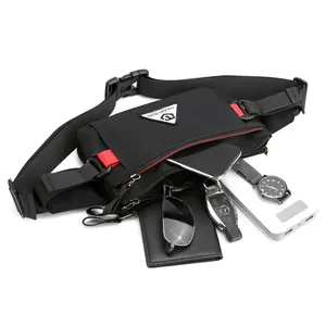 Slim black oxford fabric tactical waist bag and crossbody chest pack for outdoor running