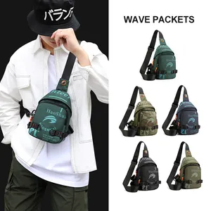 Sac de Poitrine en Nylon Imperméable pour Hommes Multi Poches Tactique Crossbody Sling Bag Casual Voyage Sport Sac à Bandoulière
