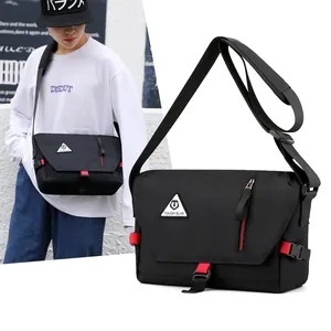 Men Messenger Bag Waterproof Nylon Crossbody Bag Trendy Street Style Shoulder Bag With Multi Pockets Casual Travel Computer Bag