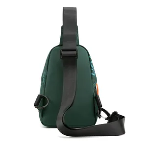 Sac de poitrine d'extérieur en nylon vert foncé imperméable avec sangle ajustable