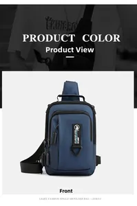 Navy blue tactical sling bag for men featuring waterproof fabric and adjustable strap