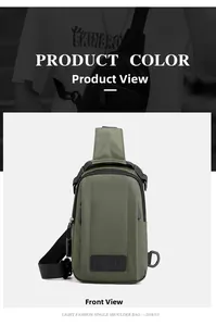 Détail frontal du sac bandoulière en nylon vert armée imperméable avec boucle en D en métal
