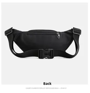 Rear view of waterproof nylon sports waist bag with zipper pocket and adjustable buckle