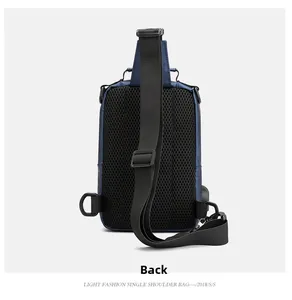 Back view of waterproof crossbody bag showing breathable honeycomb mesh and adjustable strap
