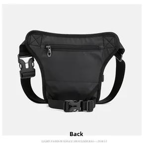 Rear view of tactical outdoor leg bag showing zip pocket and adjustable buckles