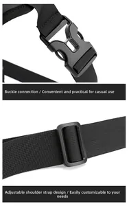 Detail of durable nylon strap with adjustable slider and quick-release plastic buckle
