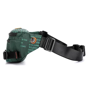 Men's Waterproof Nylon Waist Bag Streetwear Trend Chest Bag Outdoor Sports Lightweight Fanny Pack With Headphone Hole