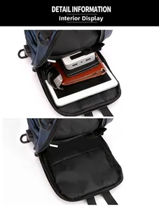 Detail view of the waterproof crossbody bag inner compartments and storage space