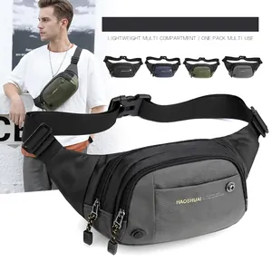 Men Outdoor Sports Waist Bag Waterproof Nylon Multi-Pocket Chest Bag Crossbody Shoulder Bag For Running Travel Climbing