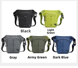Matrix display showing multi-color nylon tactical leg bags with adjustable straps