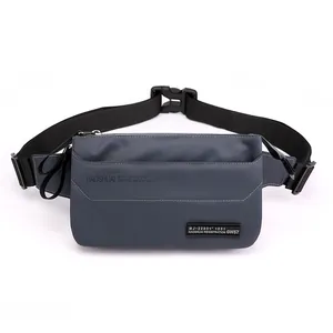 Dark gray waterproof nylon outdoor waist bag with adjustable strap and HAOSHUAI logo