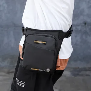Waterproof tactical black leg bag for outdoor cycling and hiking with adjustable straps