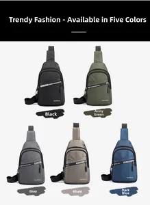 Waterproof nylon crossbody chest bags shown in black, green, grey, khaki and blue
