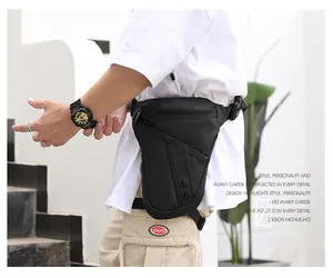 Detail der taktischen Beintasche aus Nylon mit verstellbaren Gurten und mehreren Taschen