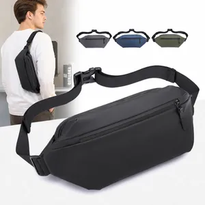 Men Multi-functional Waterproof Nylon Waist Pack Outdoor Casual Chest Bag Crossbody Shoulder Bag With Water Bottle Pocket Travel Sport