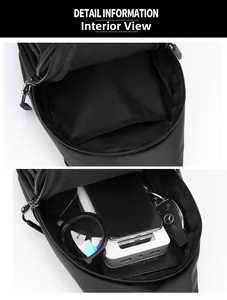 Internal layout of a black waterproof crossbody bag showing spacious main compartment