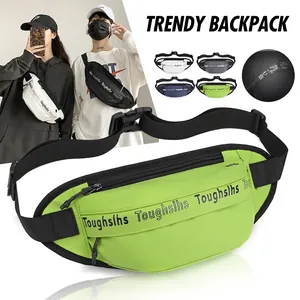 Green trendy waterproof chest waist bag for men and women with reflective zipper details