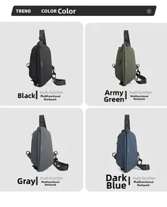 Zaini monospalla impermeabili da uomo in nero, verde militare, grigio e blu profondo