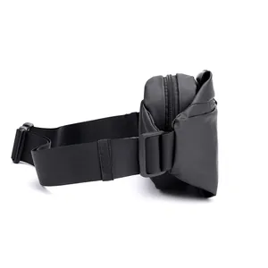 Wasserdichte schwarze Bauchtasche für Herren mit verstellbarem Gurt und großem Hauptfach